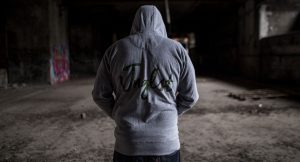 Jnglst Camo detail on hoodie